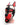 Black and red
leather bondage playful puppy hood mask with open mouth front view on mannequin.