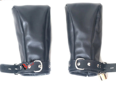 Lockable Restraint Bondage Paw Gloves | Black, Red & Purple — Pet Play Gear (view 3)