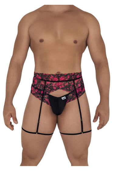 Printed Lace Men's Garter Thong