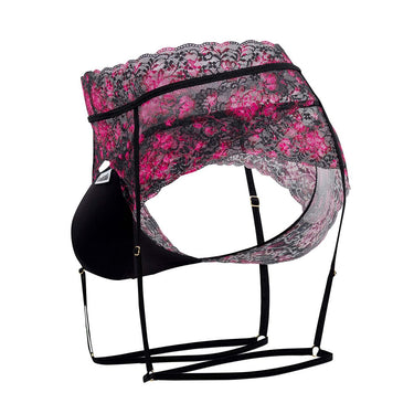 Printed Lace Men's Garter Thong