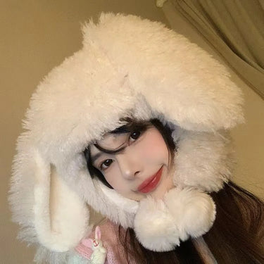 Kawaii Bunny Ears Plush Winter Hat &mdash; ABDL & Littles (view 3)
