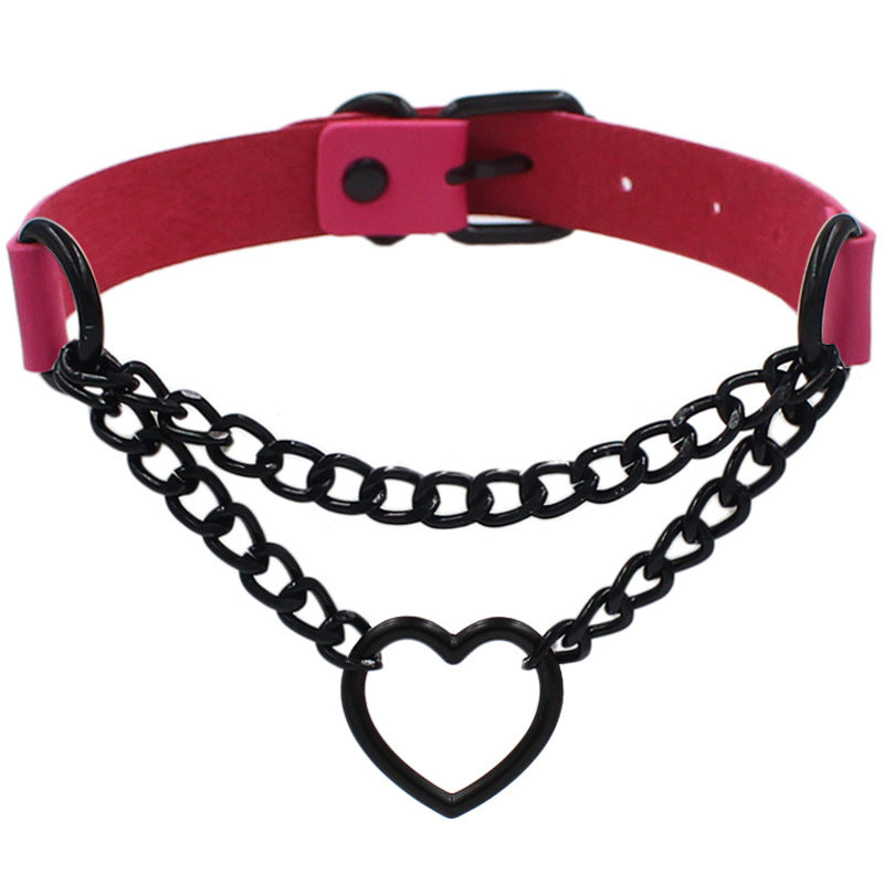 Leather Love Heart Collar