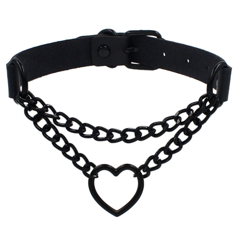 Leather Love Heart Collar