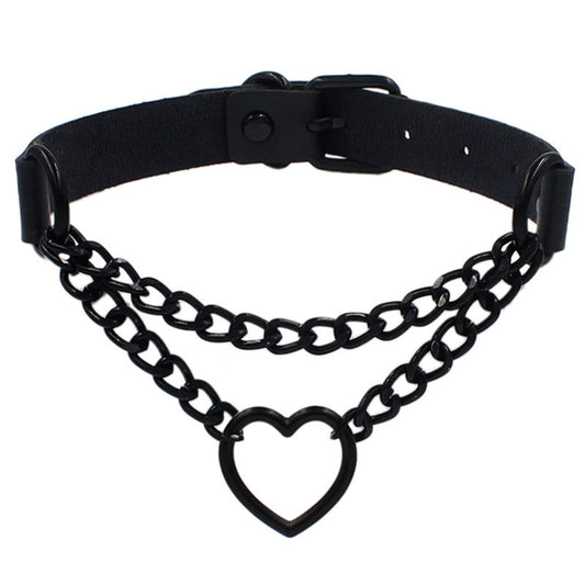 Leather Love Heart Collar