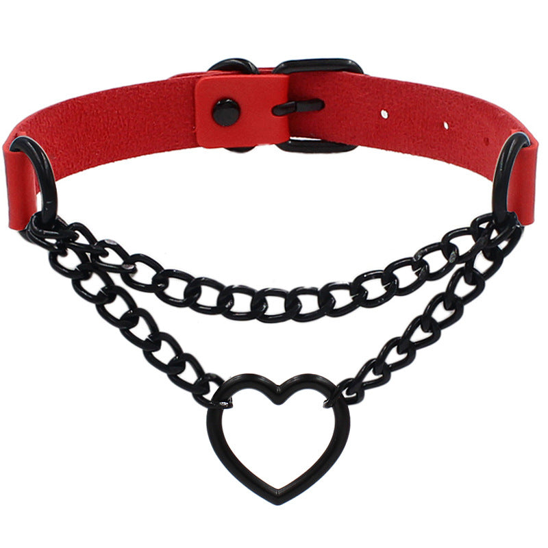 Leather Love Heart Collar