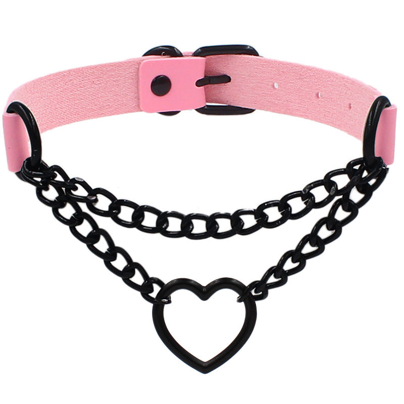 Leather Love Heart Collar