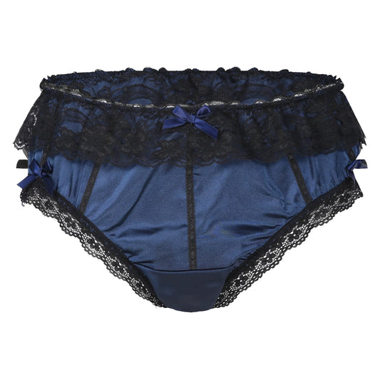 Sissy Underwear Shiny Satin Lace Ruffled Panties &mdash; Sissy Lingerie