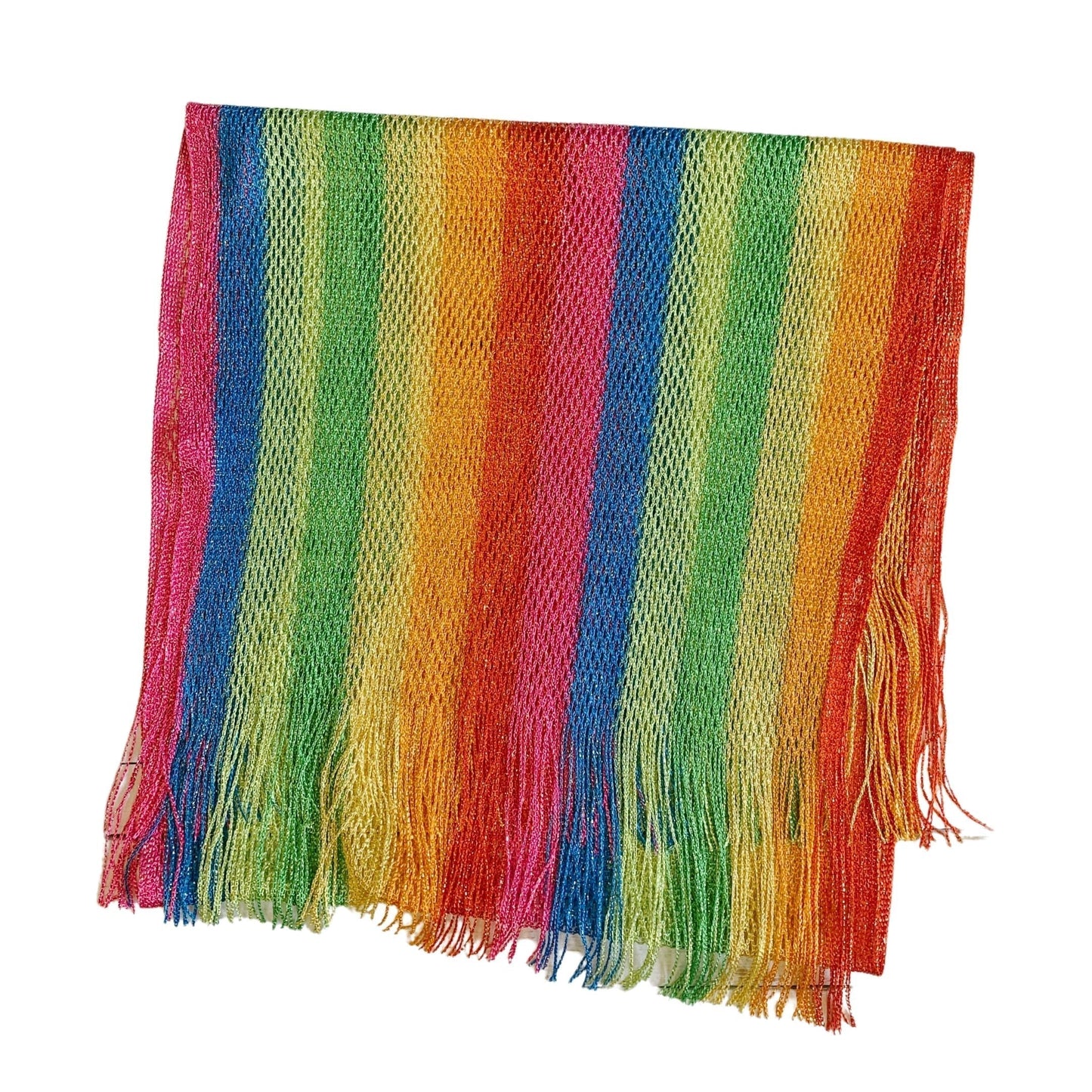 Shimmer Mesh Rainbow Stripe Scarf | Unisex Summer Shawl LGBTQ Pride