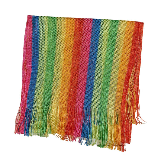 Shimmer Mesh Rainbow Stripe Scarf | Unisex Summer Shawl LGBTQ Pride