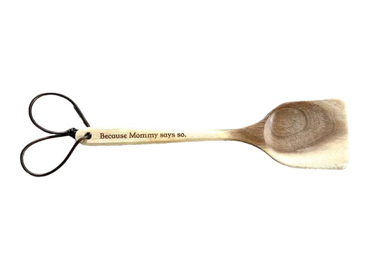 Engraved Wooden Spanking Spatula with Leather Wrist Strap &mdash; Impact Play