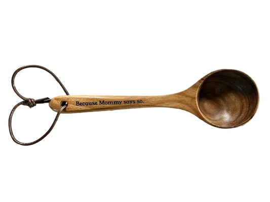 Engraved Wooden Spanking Ladle with Leather Wrist Strap &mdash; Impact Play