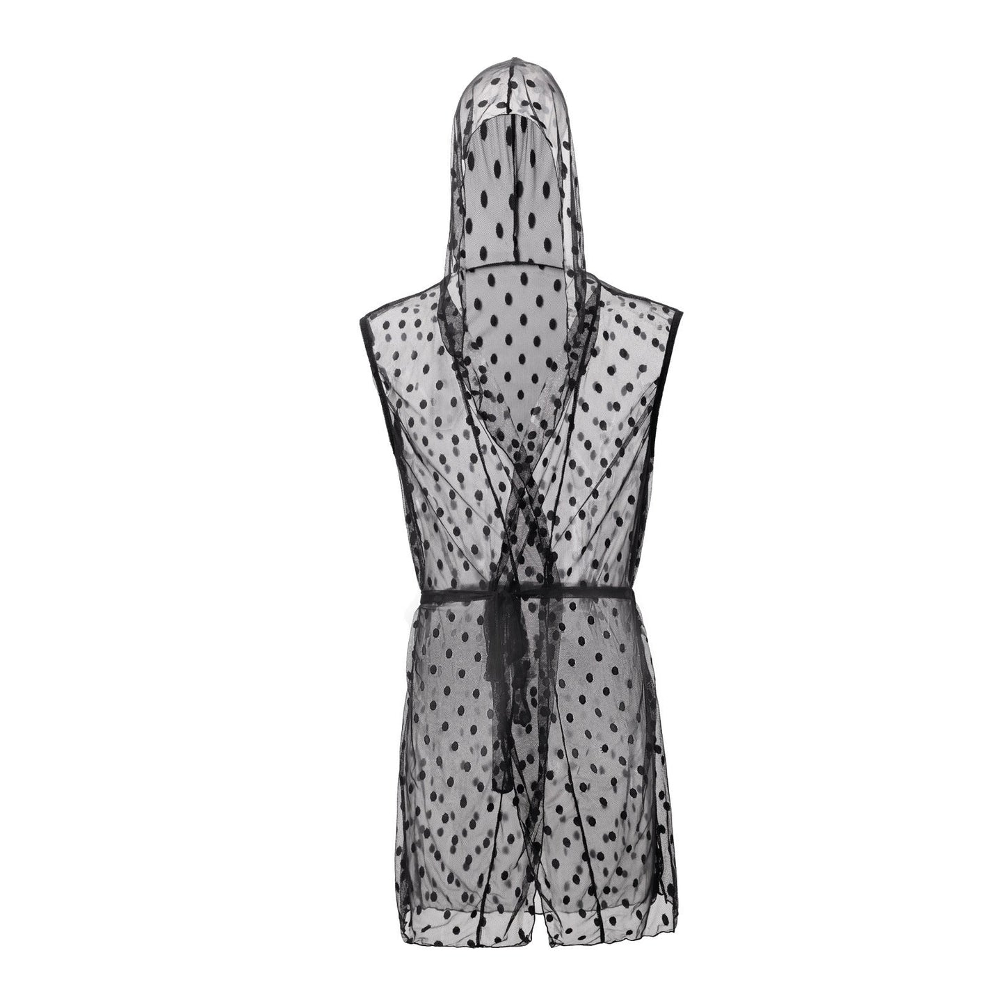 Midnight Whispers Men’s Lace Mesh Bathrobe &mdash; Sissy Lingerie (view 6)