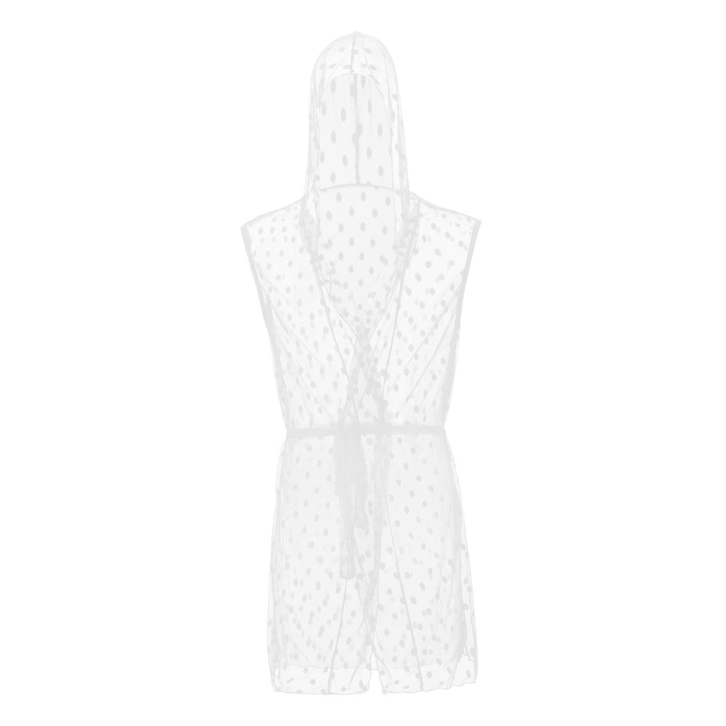 Midnight Whispers Men’s Lace Mesh Bathrobe &mdash; Sissy Lingerie (view 7)