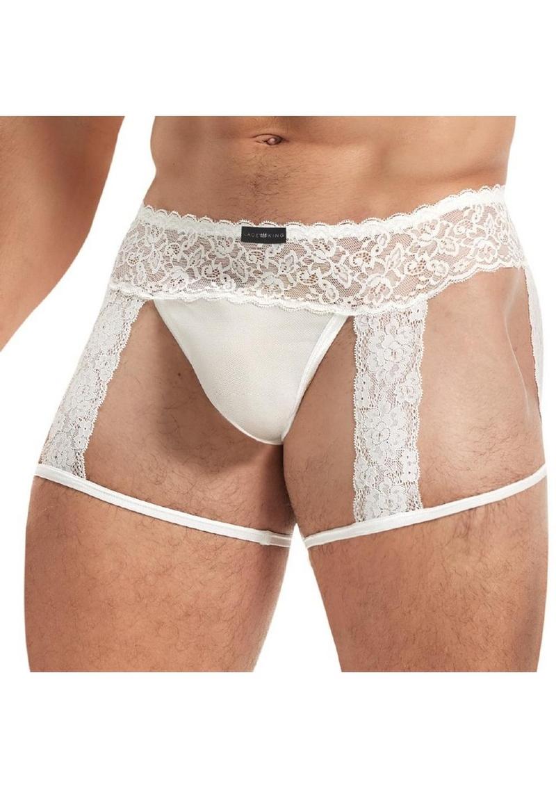 Men's Lace and Mesh Garter Panty &mdash; Sissy Lingerie (view 3)